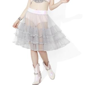 Sugar thrillz silver spoon sheer ruffle skirt